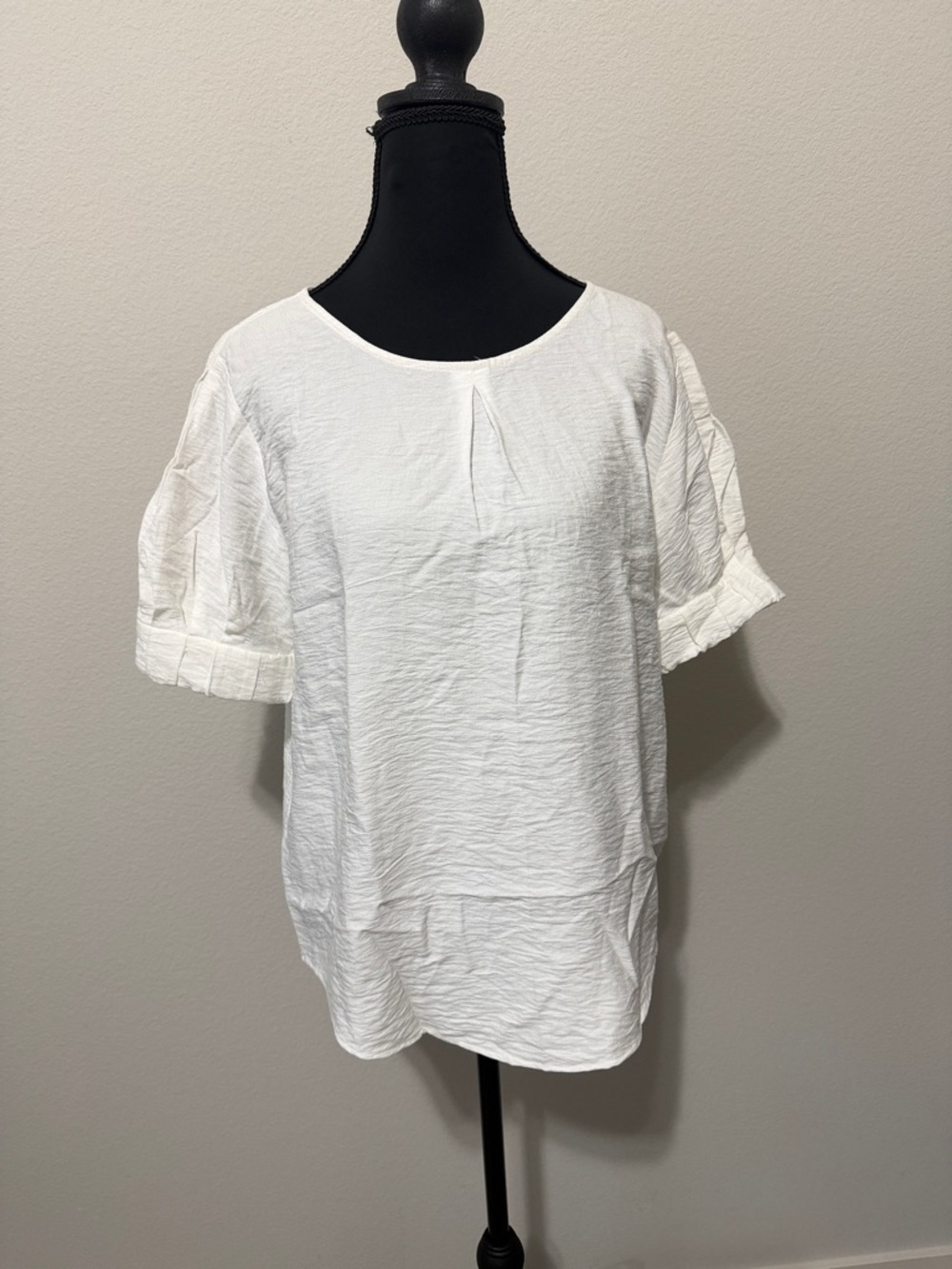 Dkny White Short Sleeve Scoop Neck Blouse